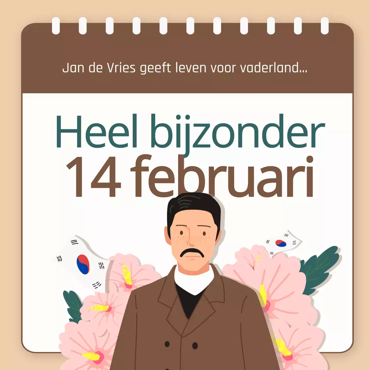 Kaart nieuws ter nagedachtenis aan dokter Ahn Jung-geun met bruine achtergrond