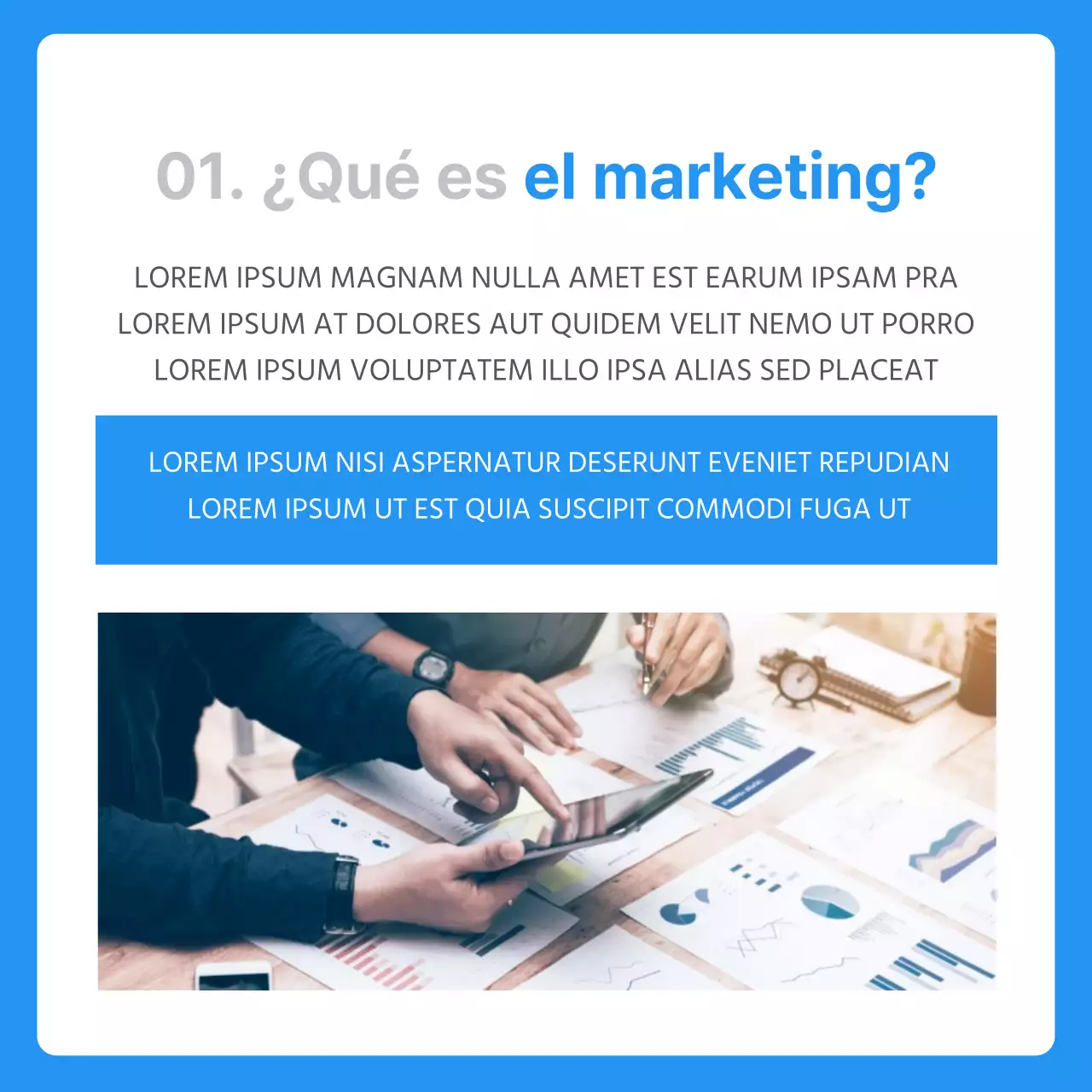 Un análisis completo de la labor de marketing de Bluetone Presentación de los departamentos de la empresa CardNews