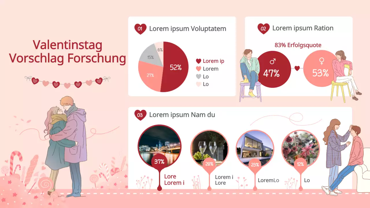 Suche nach rosa und roten Vorschlägen zum Valentinstag
