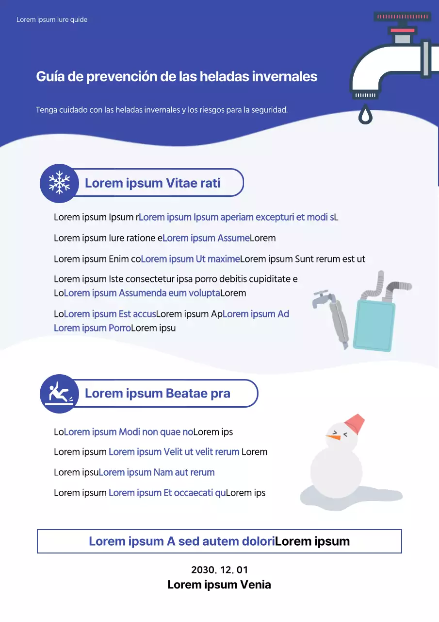 Cartel azul de protección contra el hielo