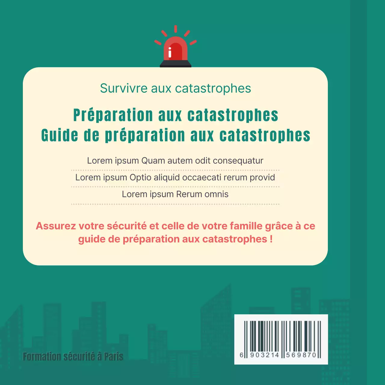 Guide turquoise de préparation aux catastrophes cardnews design