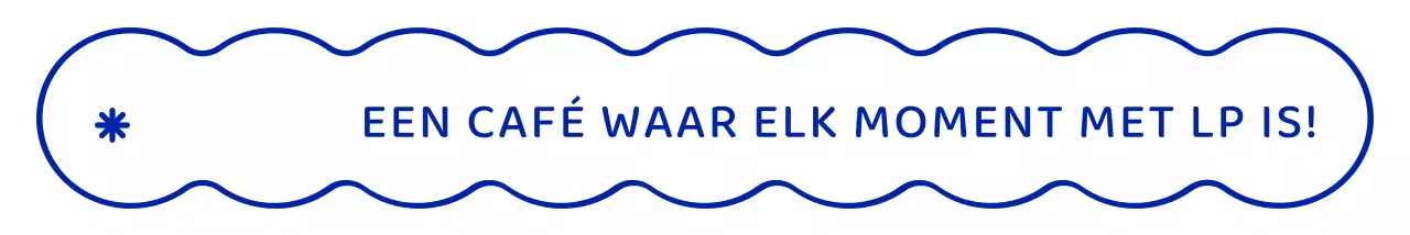 Eenvoudige, strakke wolkenvormen in marineblauw gecombineerd met emotionele tekst voor een stijlvol café