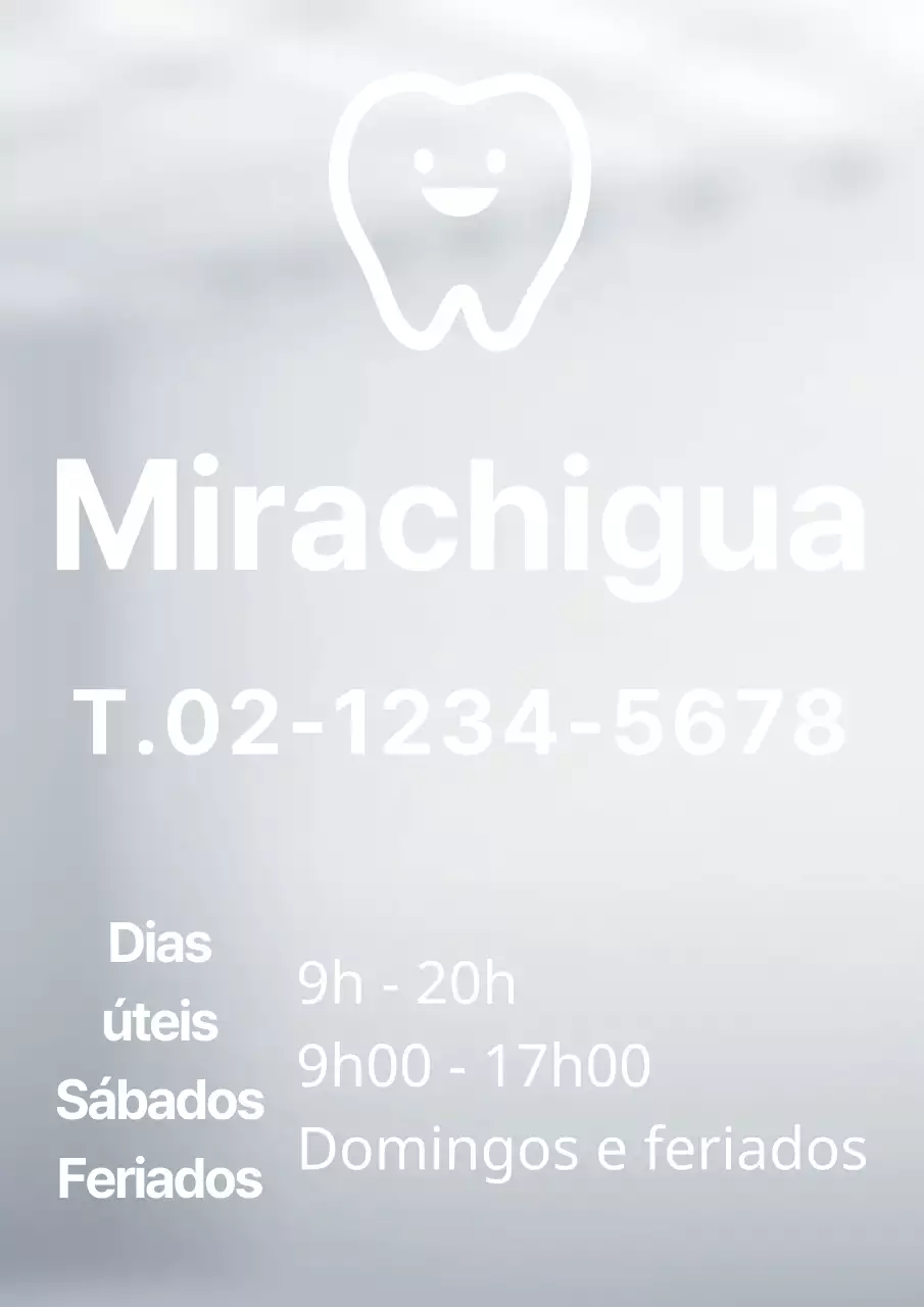 Autocolante simples com letras dentárias brancas