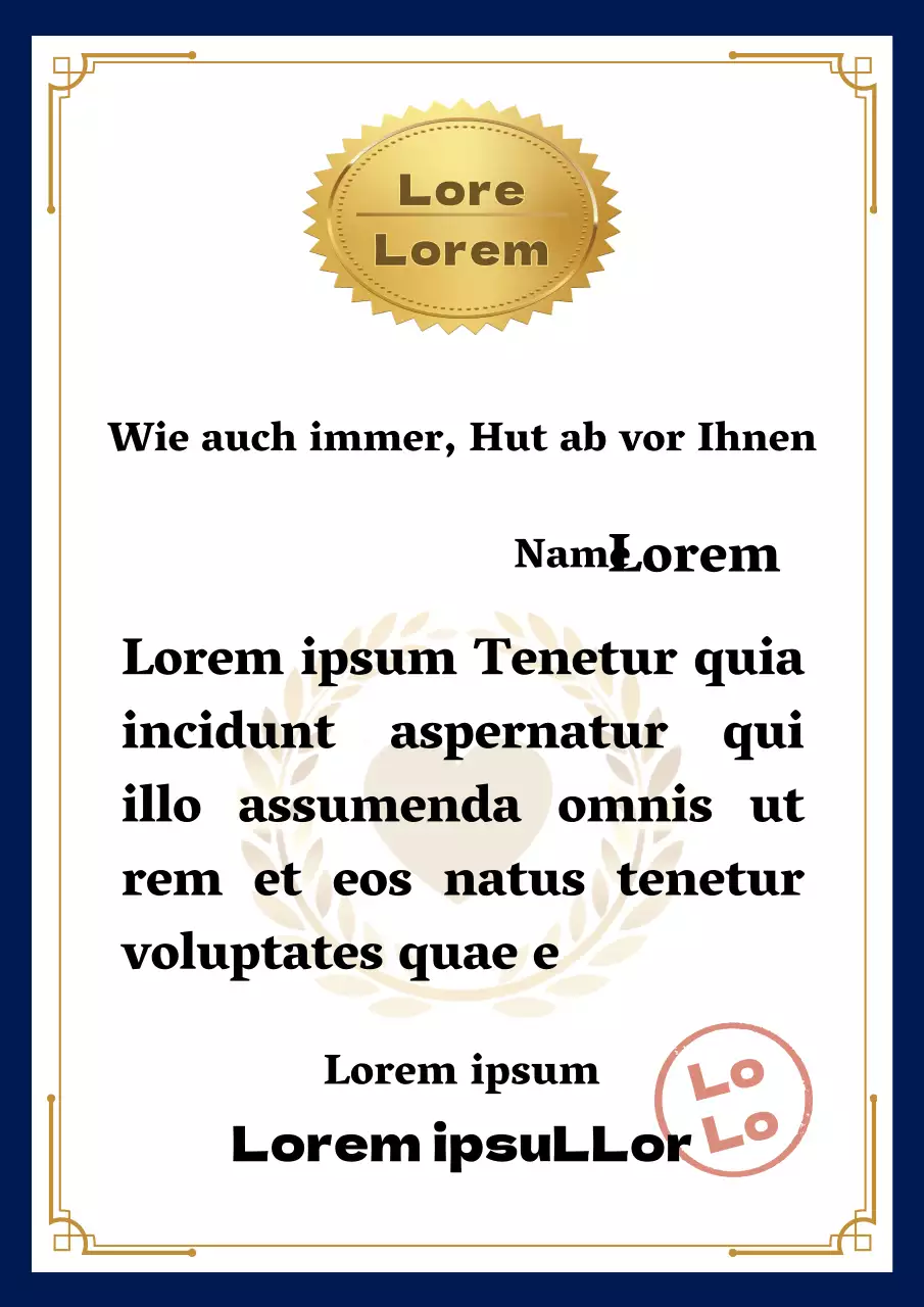 Kompliment an die Veranstaltung mit marineblauen und goldenen Akzenten