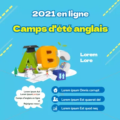 Promouvoir les camps d'été d'anglais en ligne bleu-rose clair