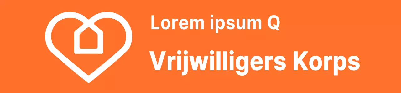 Ritmische tekst logo stijl in oranje en wit Vrijwilligersorganisatie