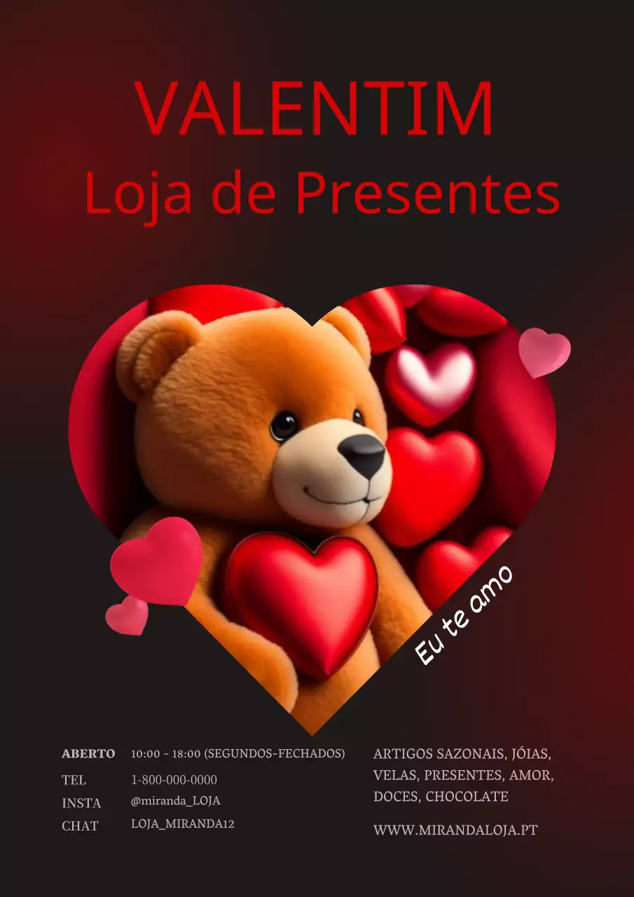 Promova a sua loja de presentes para o Dia dos Namorados com um visual vermelho e glamoroso