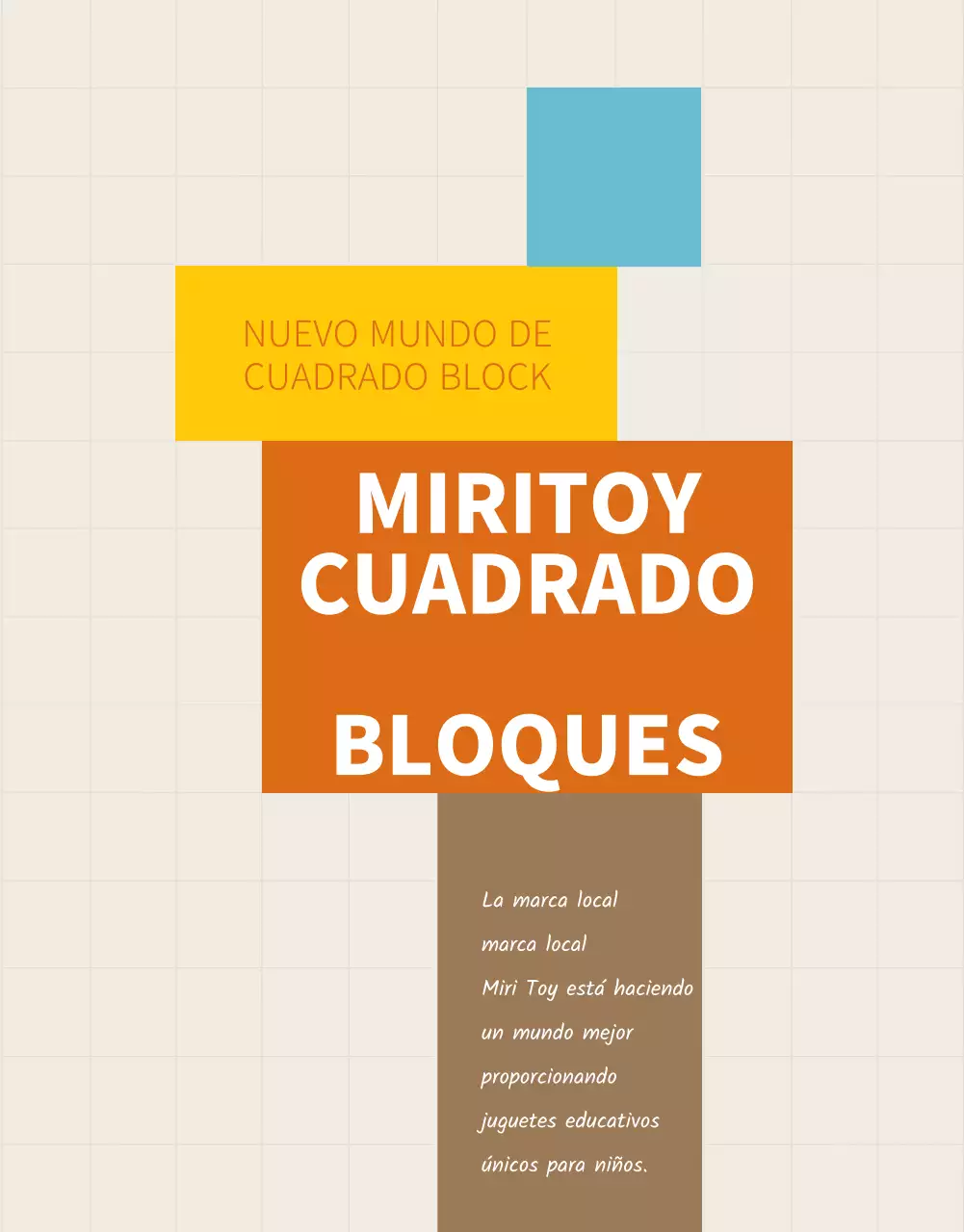 Amarillo Azul Marrón Cuadrado Blocktoy Niños Parish Promoción