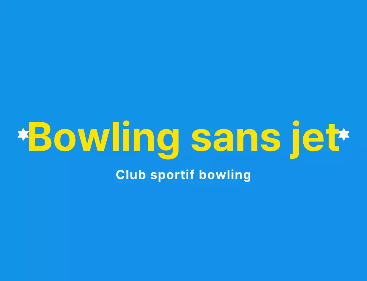 Illustration de bowling et logo emblématique en bleu clair, blanc et jaune pour un club de sport de bowling.