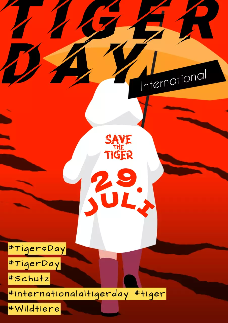 (Premium) Bewerben Sie den Welttigertag mit einem orangefarbenen Hintergrund