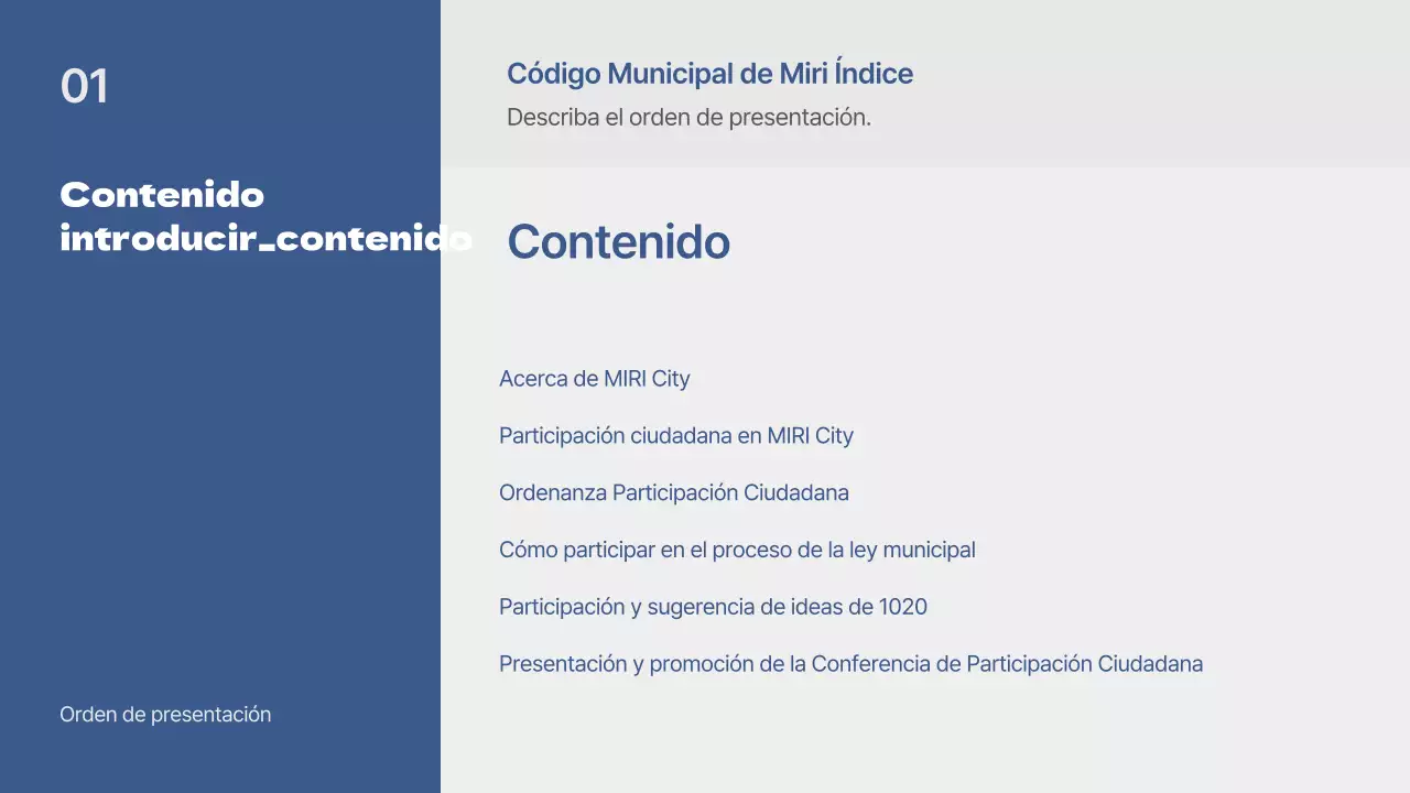 Presentación básica de la charla en azul y gris