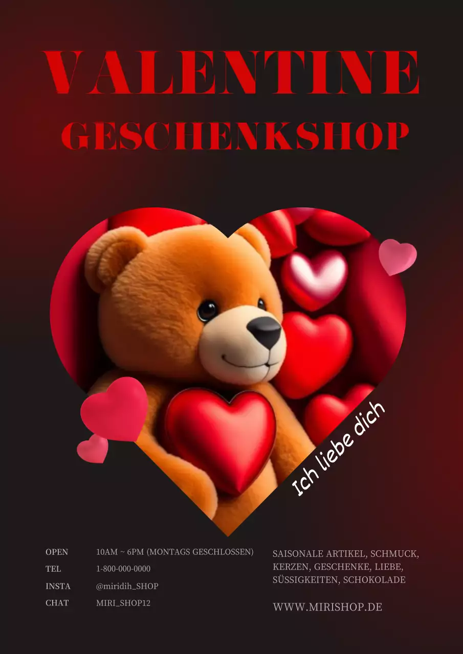 Werben Sie für Ihren Geschenkladen zum Valentinstag mit einem roten, glamourösen Look