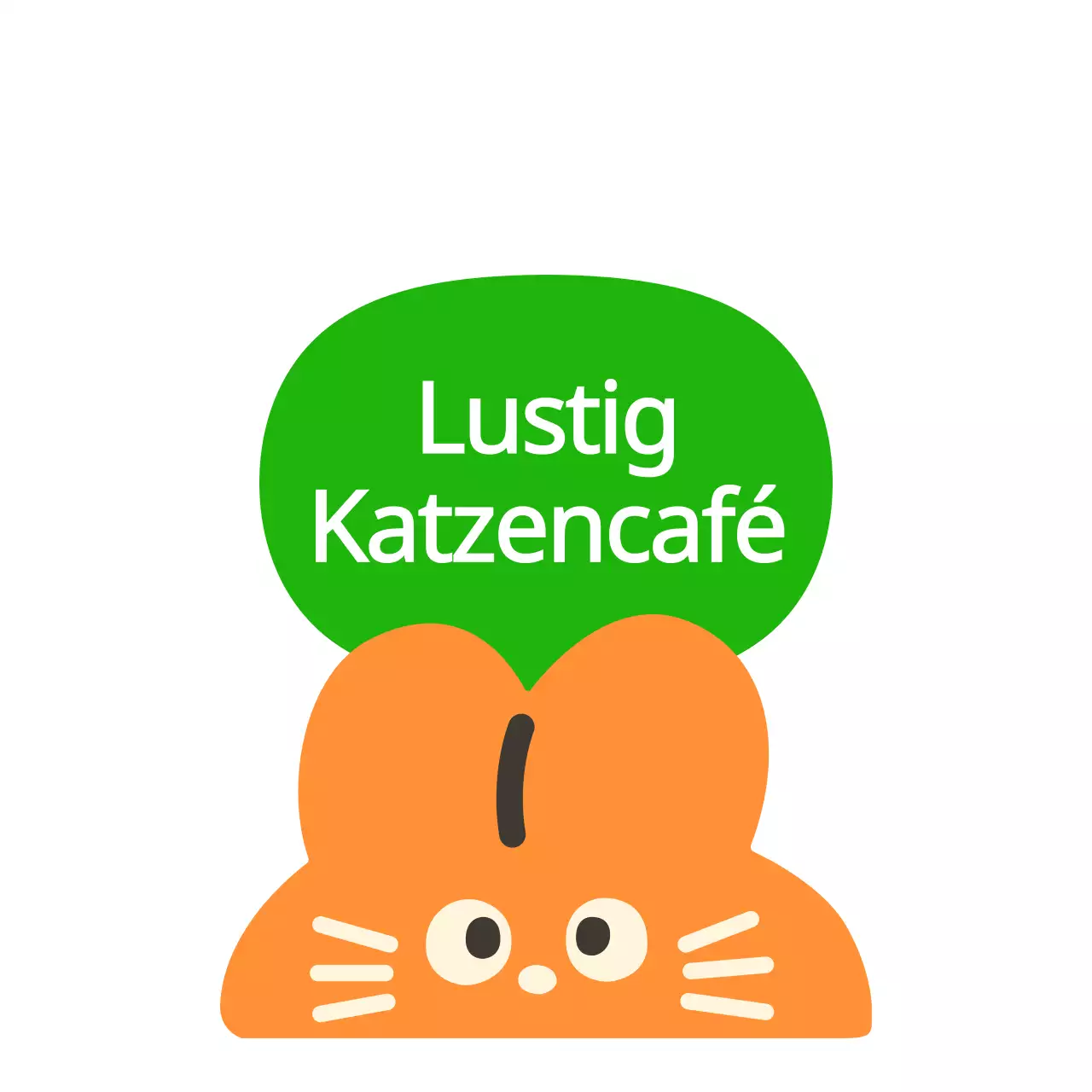 Katzencafé-Geschäftsname mit einer niedlichen orange-grünen Hasenillustration
