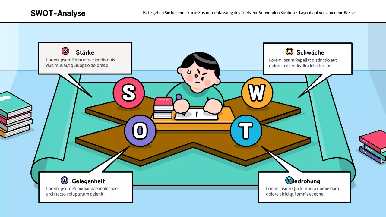 SWOT-Analyse eines hübschen grün-blauen Konzepts