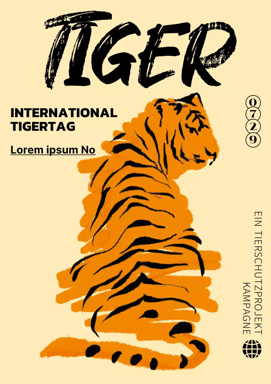 Internationaler Tag des Tigers in Orange DrawingConcept