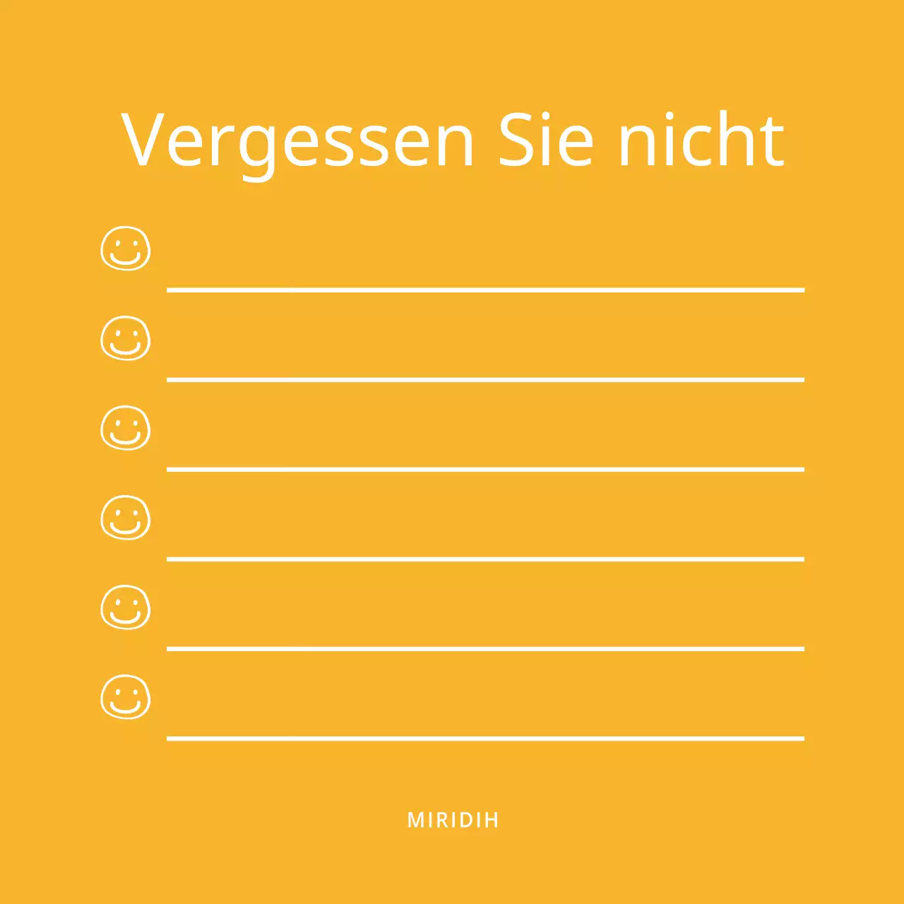 Einfache, saubere Checklistenware mit orangefarbenen und weißen Smiley-Illustrationen
