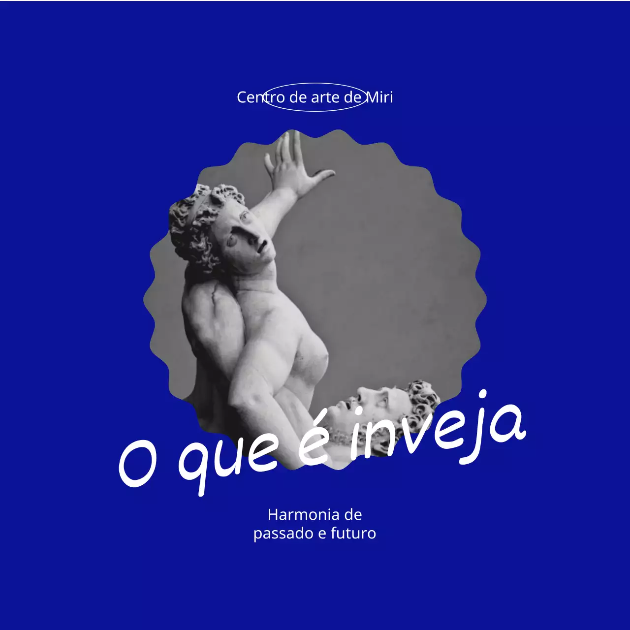 Um design moderno para promover uma exposição, com fotografias e uma caligrafia que parece ter sido escrita por um fã de Magic.