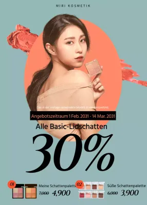 Einfaches Modellfoto in mint und orange Kosmetikverkauf