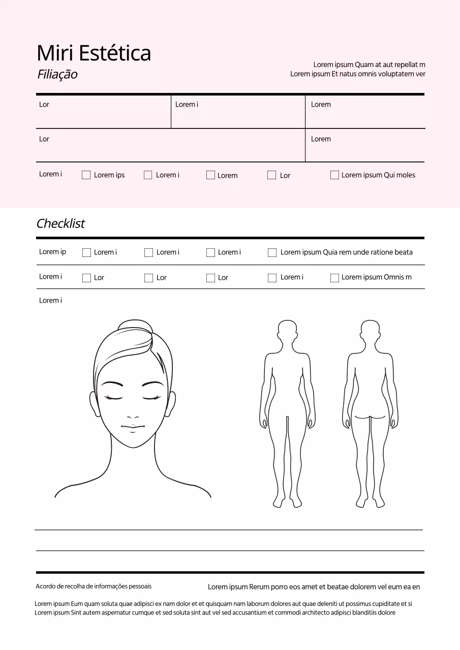 Lista de controlo da consulta de estética rosa