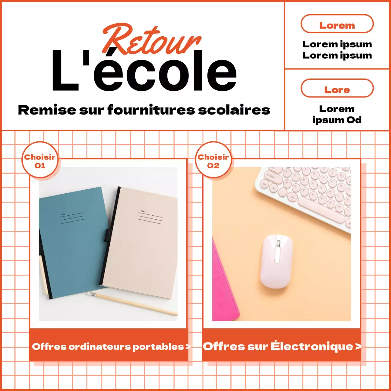 Vente de rentrée avec un concept de bloc-notes rouge soigné