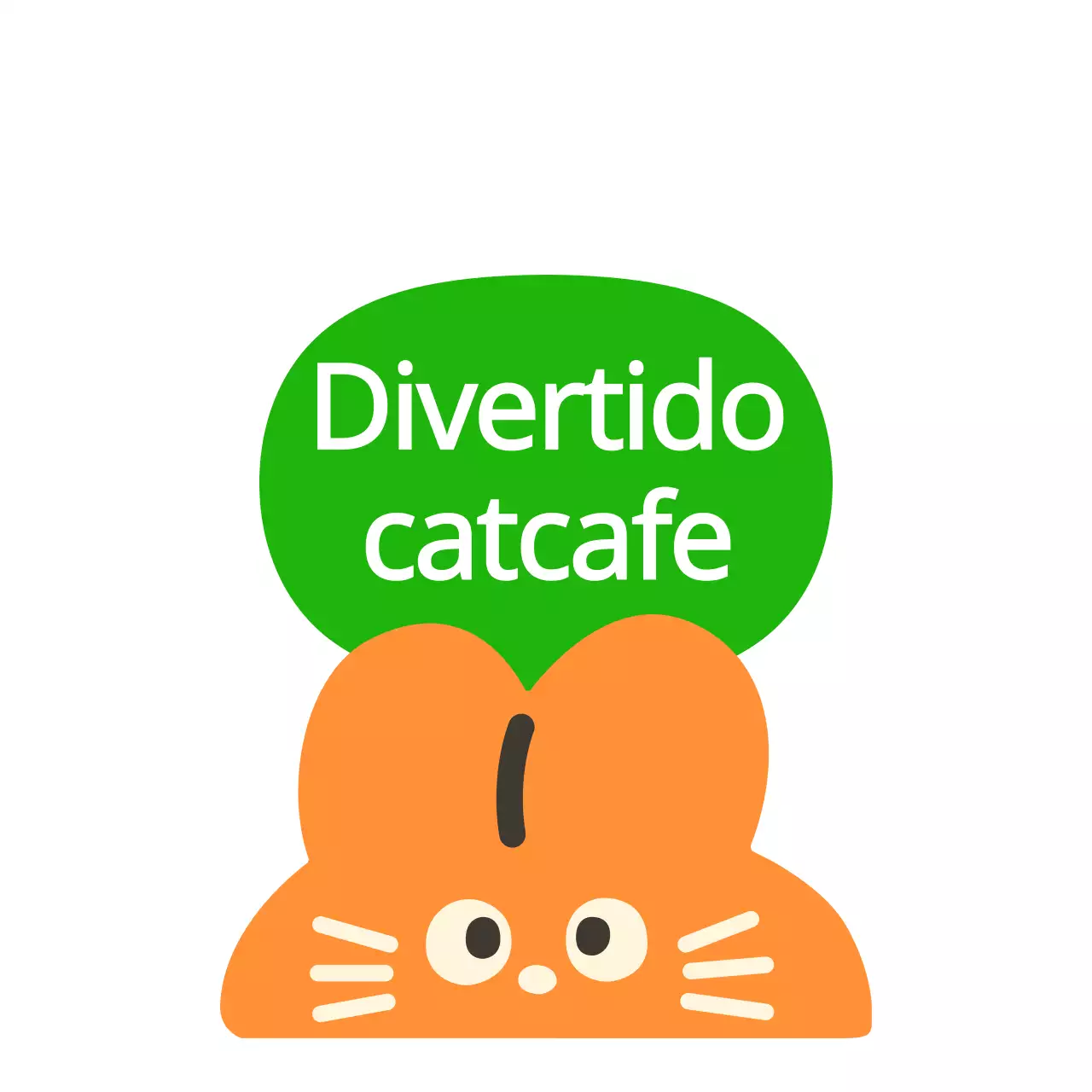 Nombre comercial de cafetería para gatos con una simpática ilustración de un conejito naranja y verde