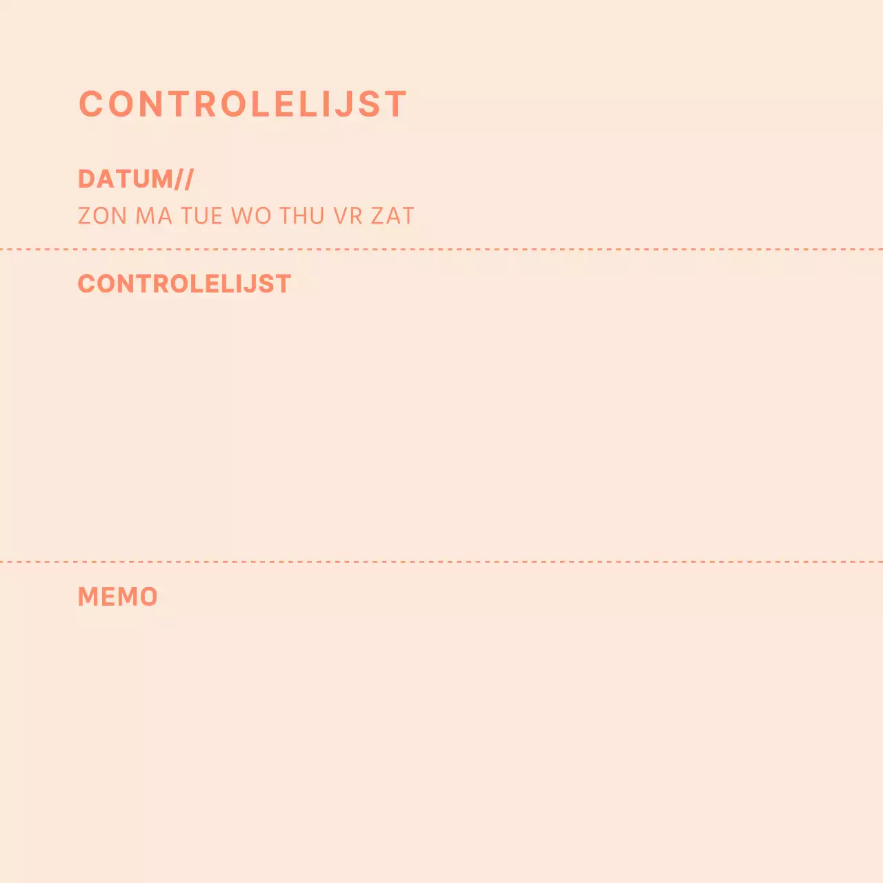 Eenvoudige, strakke checklist in roze koraal