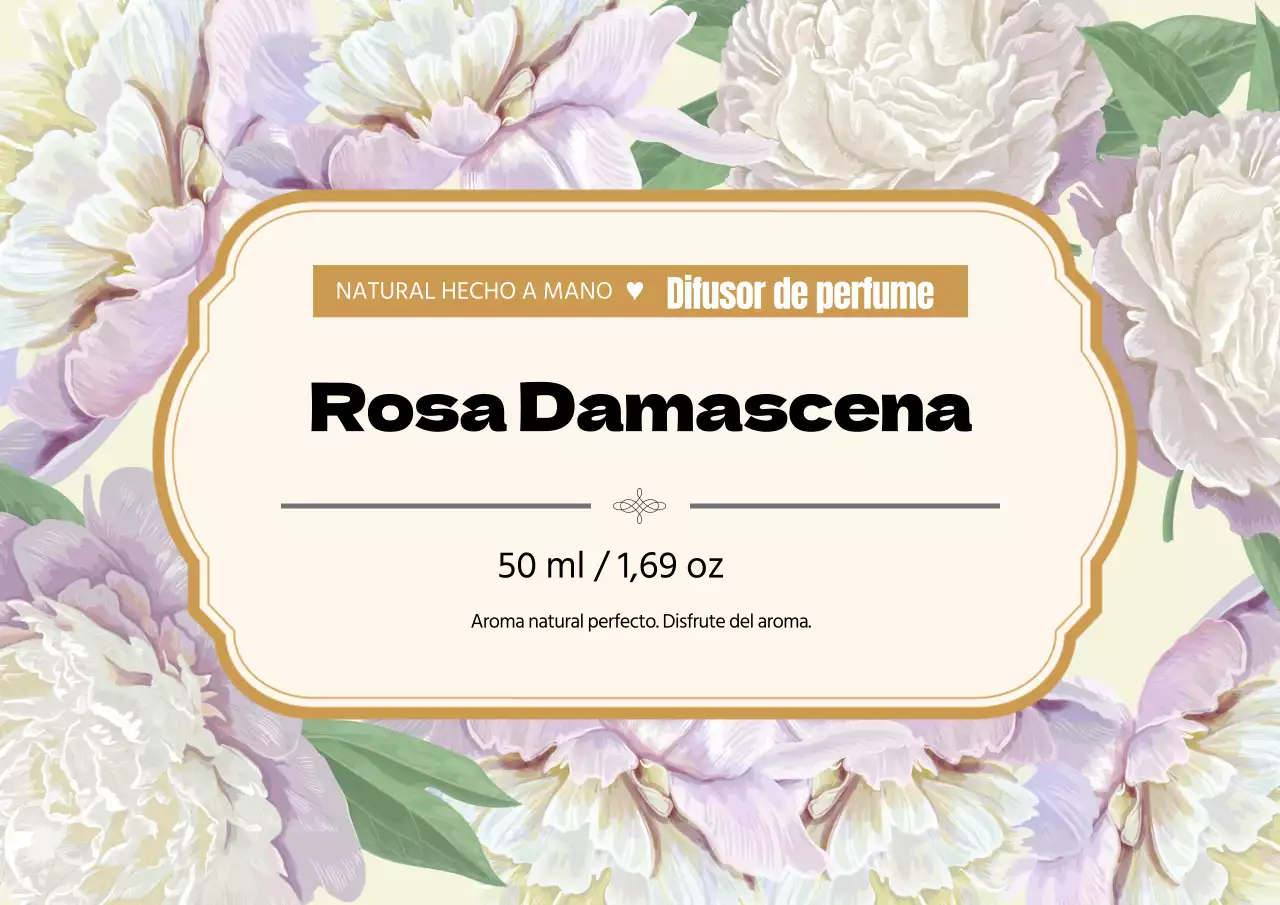 Etiqueta de perfume vintage con ilustración amarilla