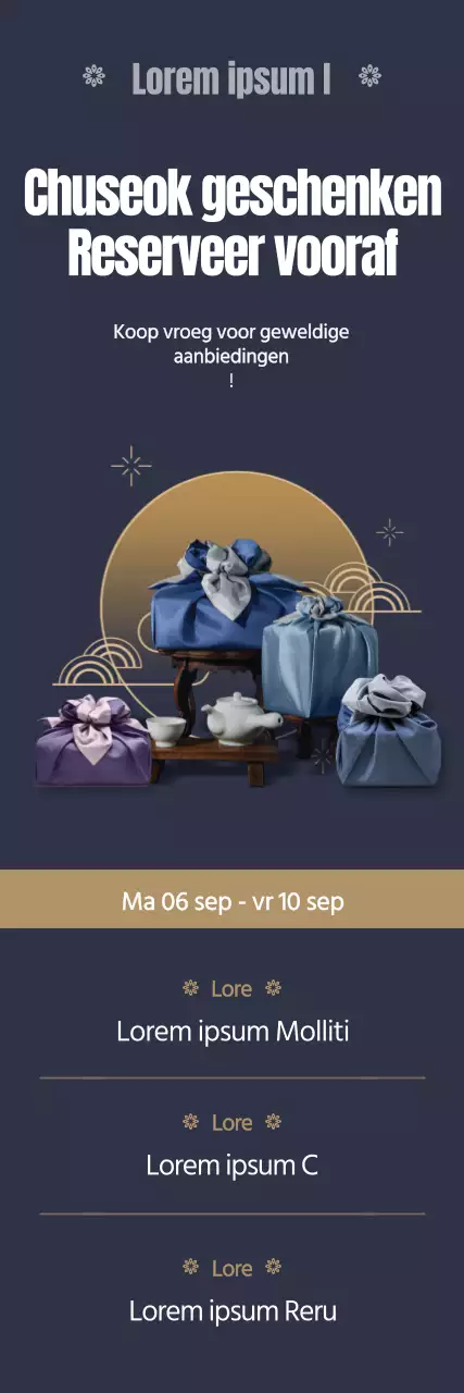 Obon geschenkbanner in marine