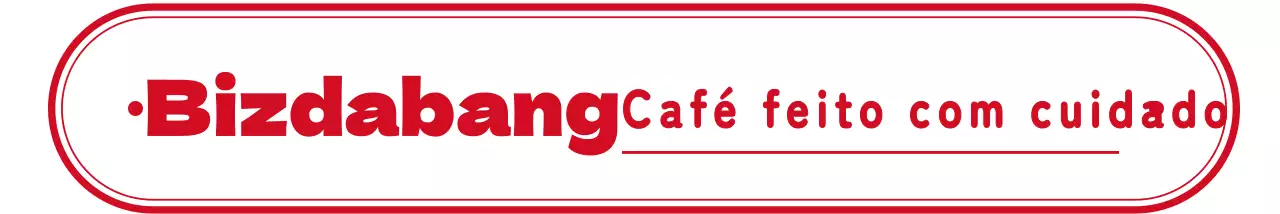Formas simples num café com logótipo a vermelho