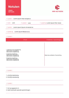 Notulen van eenvoudige vergadering in rood