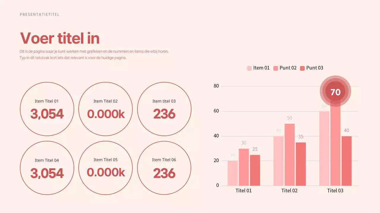 Items en staafdiagrammen in gedempte rode tinten