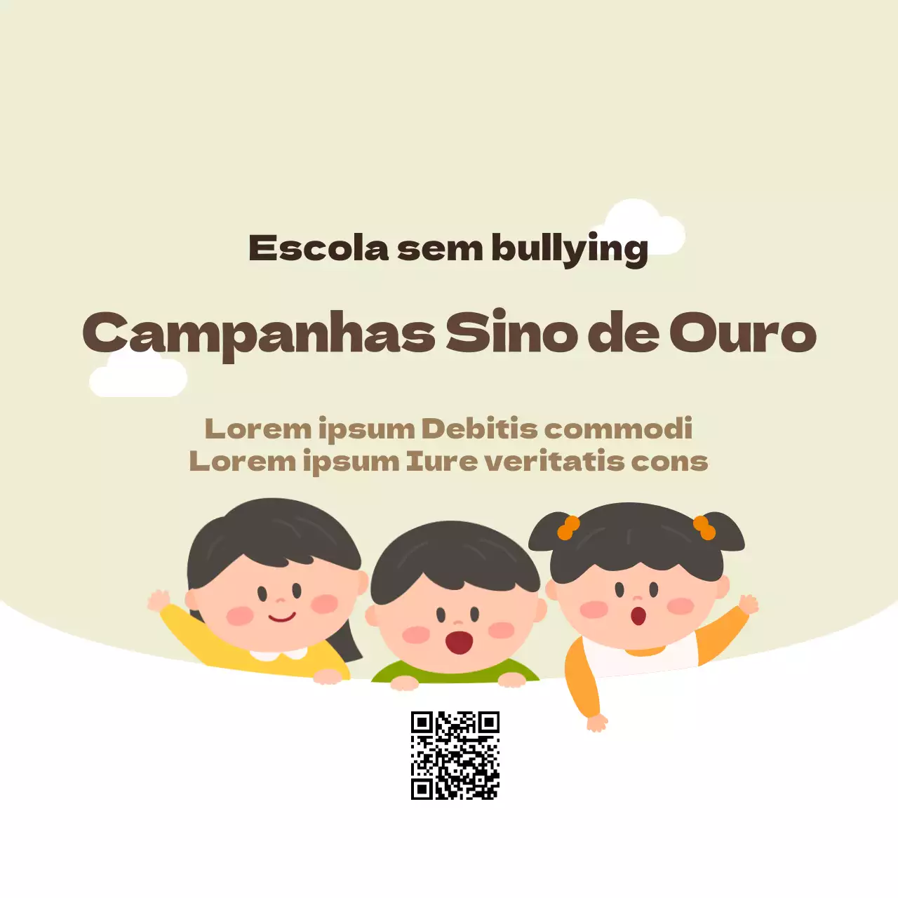 Anunciar e promover a campanha "Sino de Ouro" no estilo de uma personagem infantil redonda e engraçada