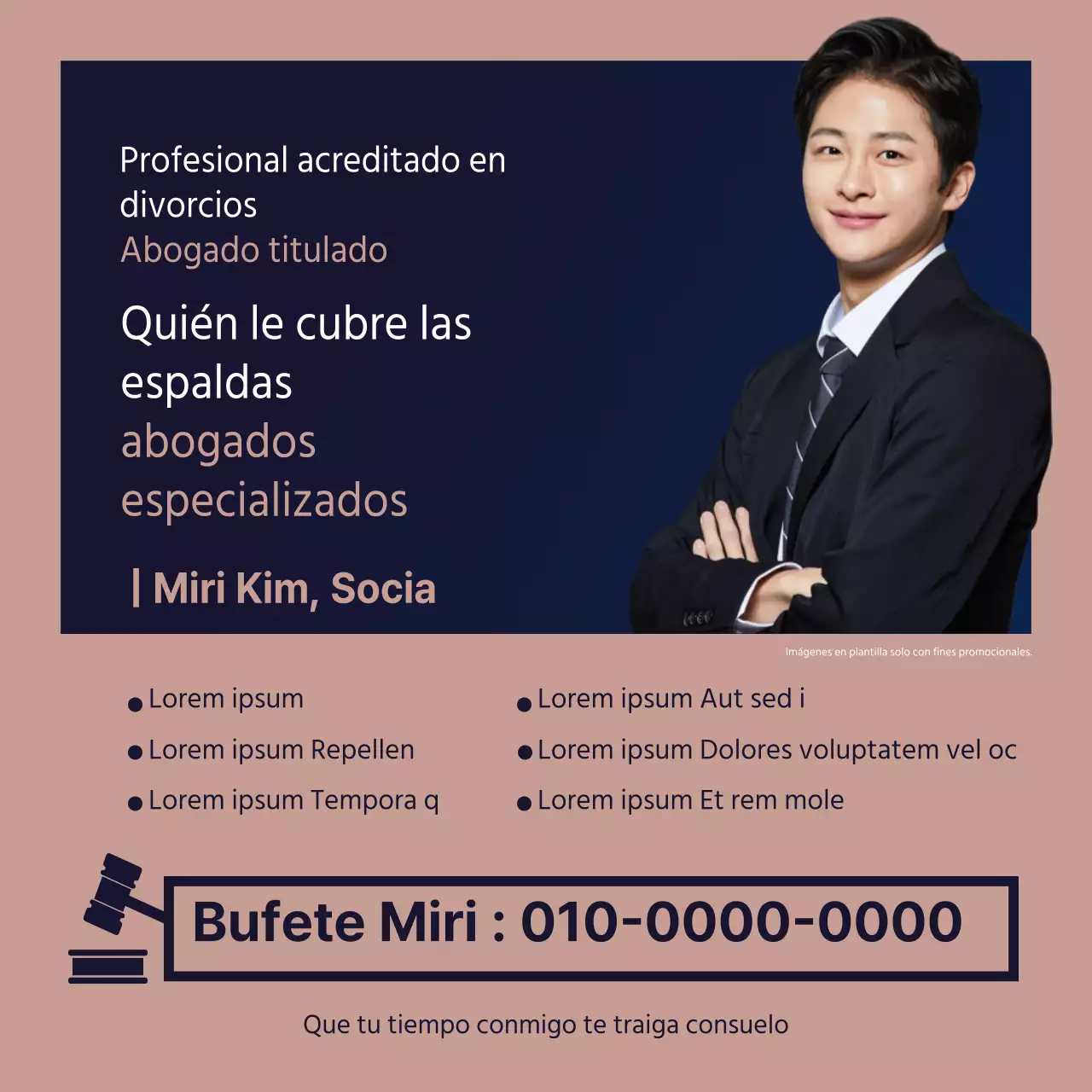 Asesoramiento jurídico sencillo en azul marino y granate y dorado