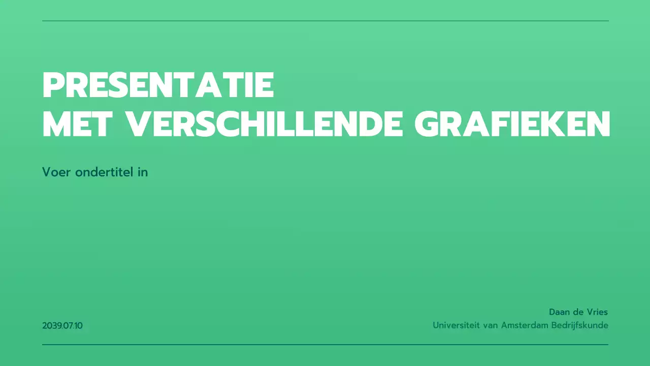 Presentatie met verschillende grafieken in groene kleurverlopen