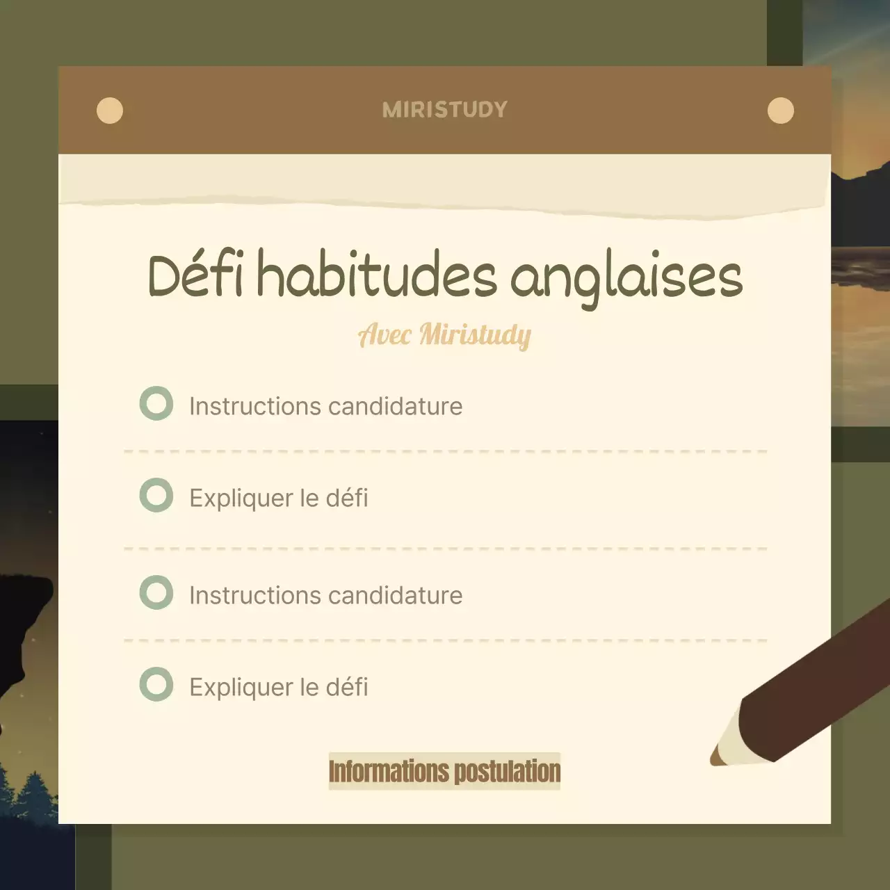 Le défi des habitudes anglaises de la nouvelle année en brun et vert