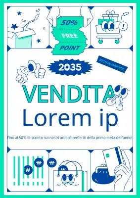 Concetto di illustrazione di linea semplice con composizione di griglia blu navy e menta per la promozione di fine semestre