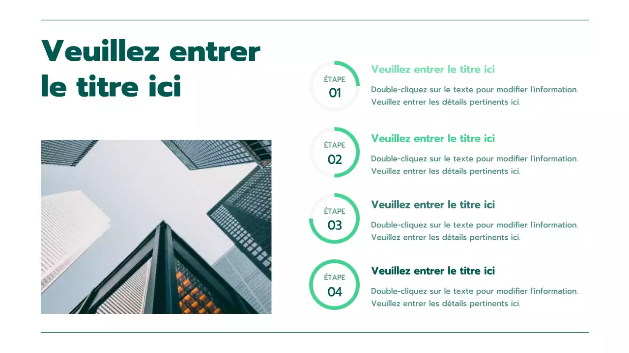 Présentation avec différents graphiques en dégradé vert