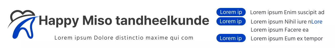 Eenvoudig, schoon logo in zwart en blauw voor tandheelkundige informatie en promotie