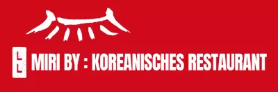 Eine Kombination aus schwarzen und roten traditionellen Schriftsymbolen als Logo und Siegel für koreanisches Restaurantpersonal und Kunden.