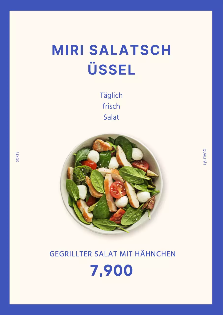 Einfacher blauer Salat Portrait Poster