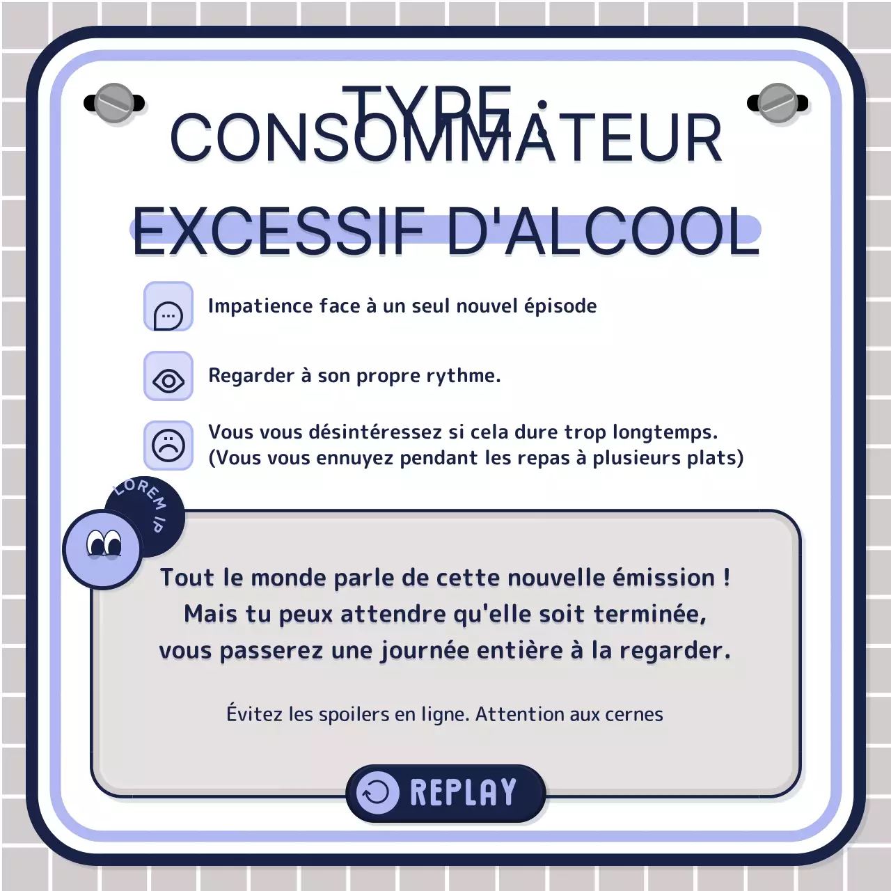 Test quiz simple piloté par le texte en rose mauve marine