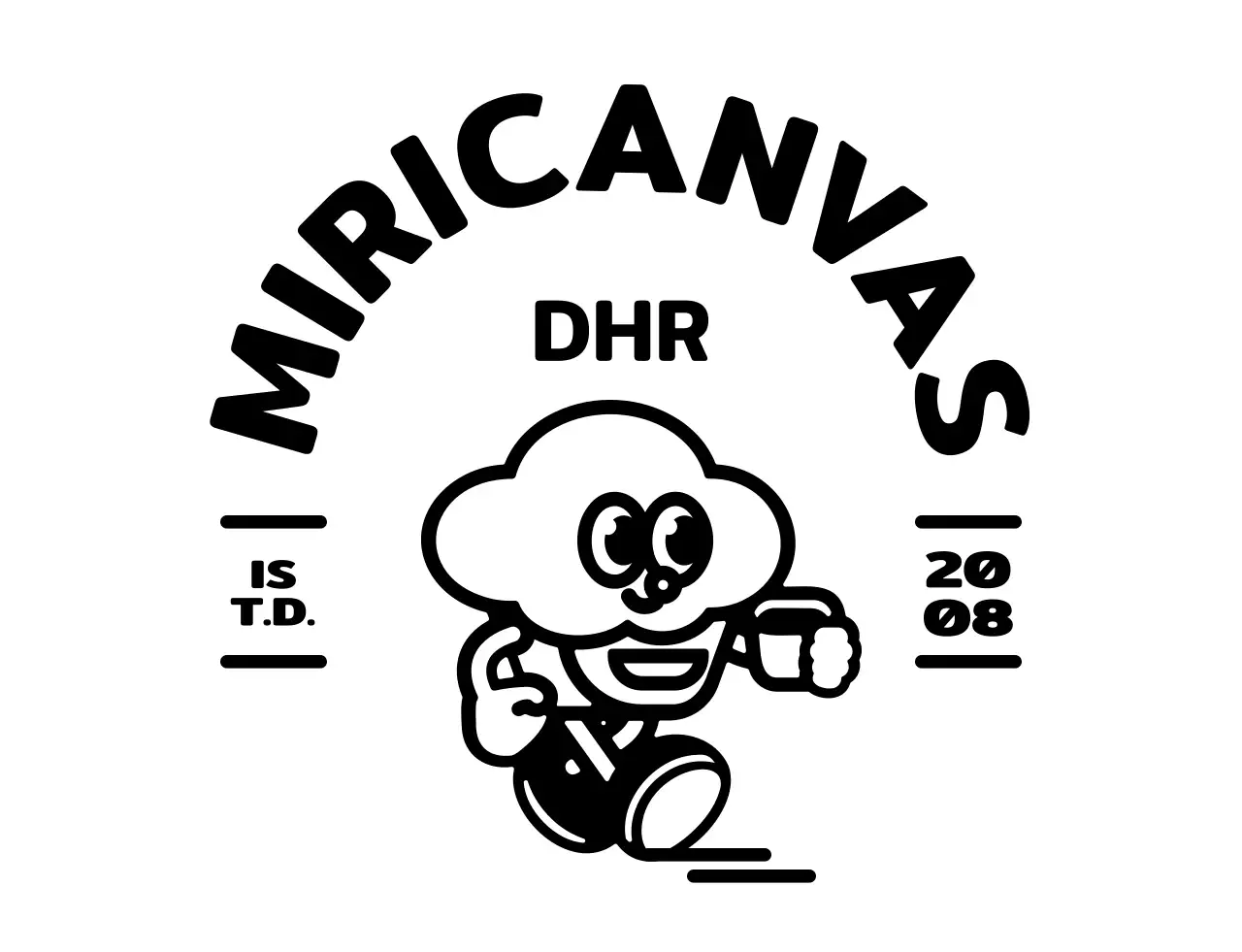 Een eenvoudige en schattige cupcake-illustratie met een embleem in logostijl café