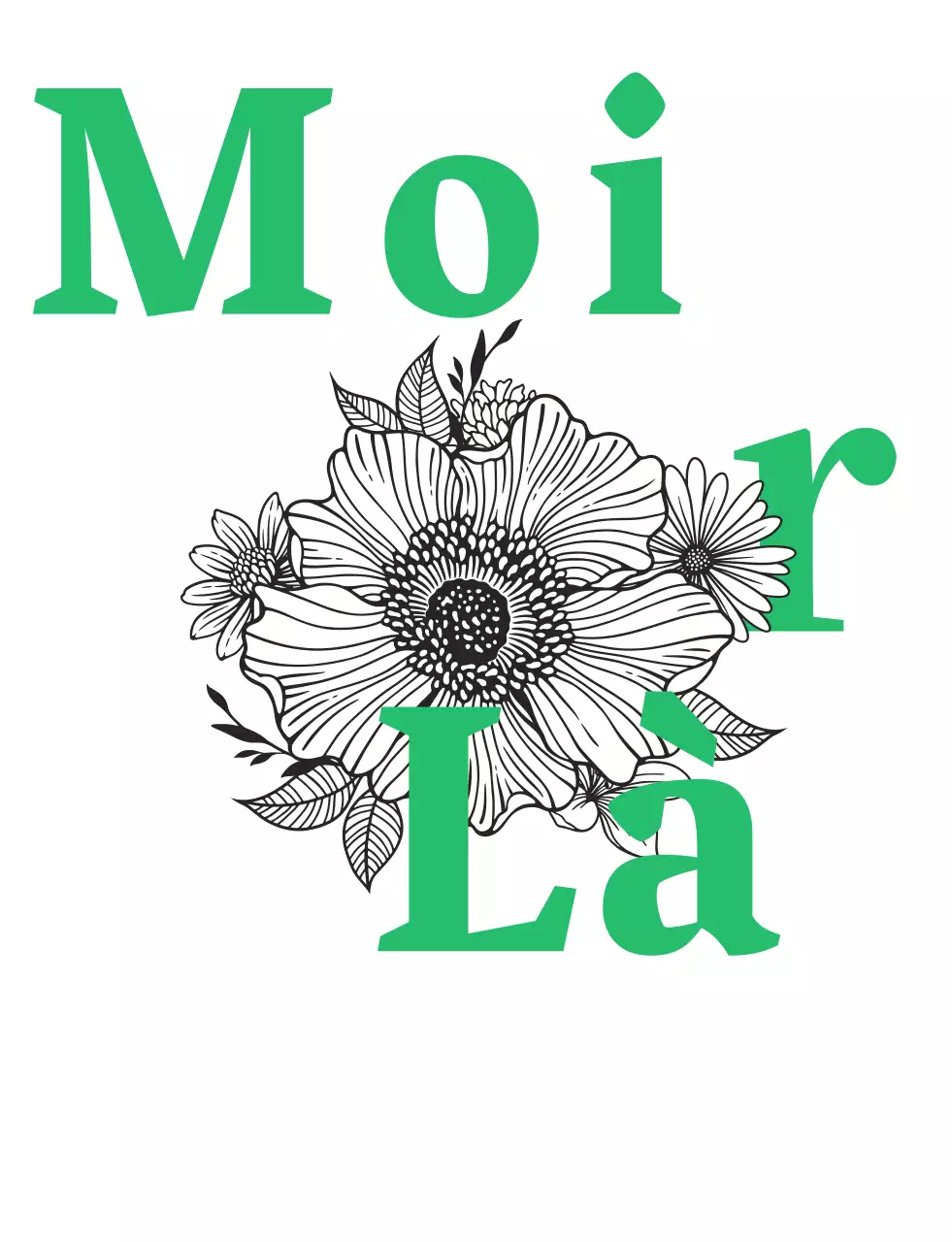 T-Shirt personnalisé Merci avec logo blanc et vert illustration florale
