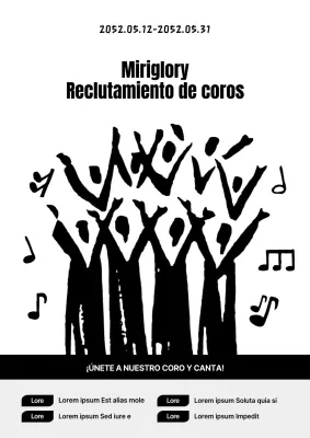 Un sencillo anuncio en blanco y negro para la contratación de coros