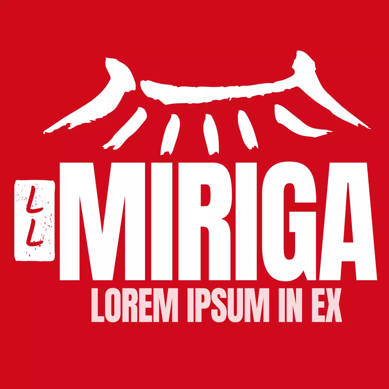 Combinación de símbolos tipográficos tradicionales en negro y rojo, logotipo y sello para el personal y los clientes de un restaurante coreano.