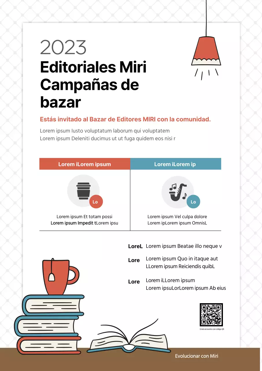 Campaña de bazar de libros rojos y azules
