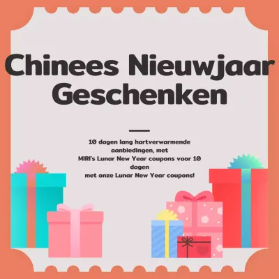 Lunar New Year cadeautentoonstelling met coupons en geschenkdozen op de achtergrond