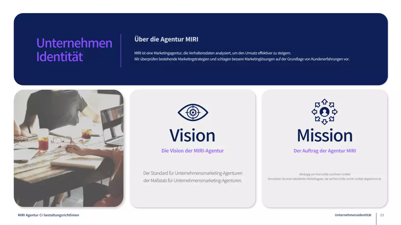 Leitlinien für Unternehmensmarken in Lila