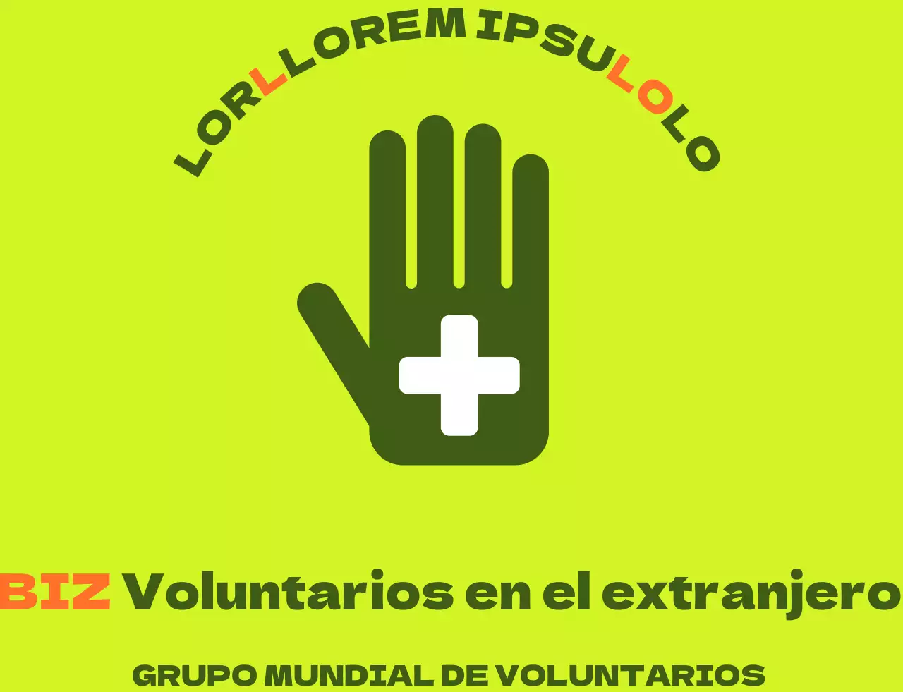 Chaleco de voluntario en el extranjero con un sencillo logotipo verde-naranja
