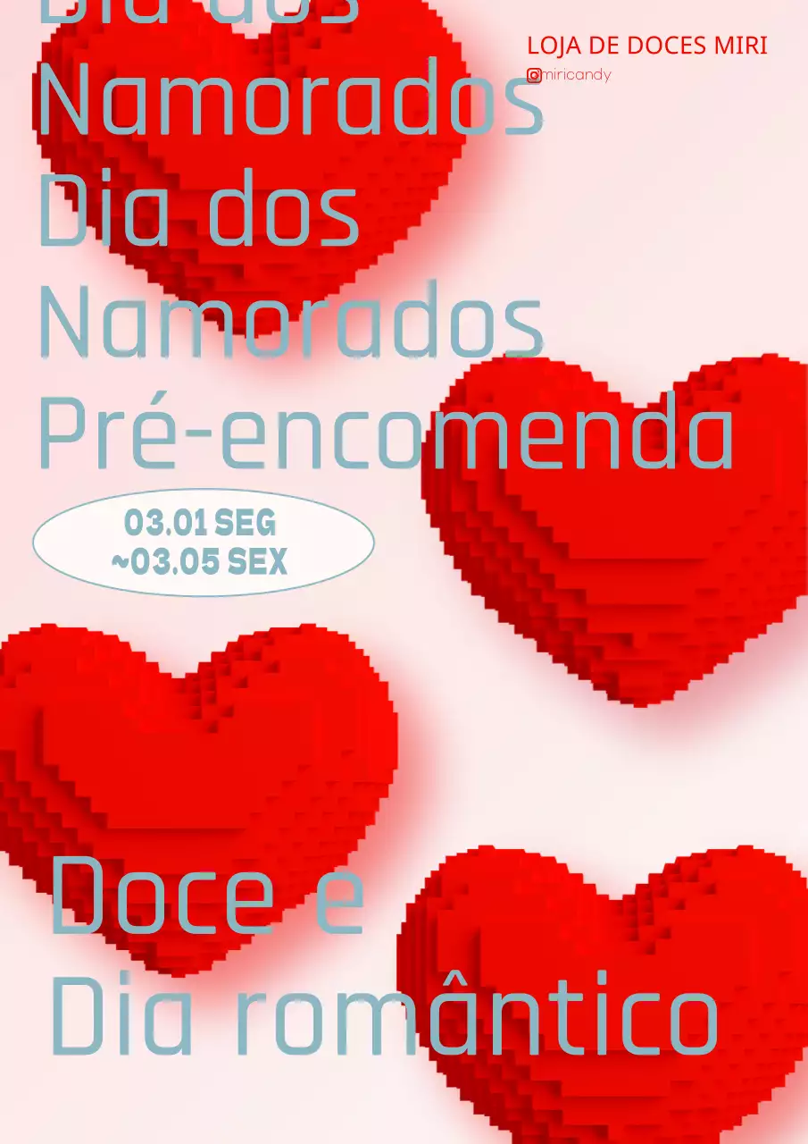 Coração em vermelho para promover uma loja de doces